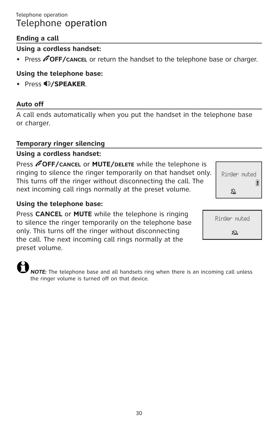 Telephone operation operation | AT&T CL83201 User Manual | Page 36 / 120