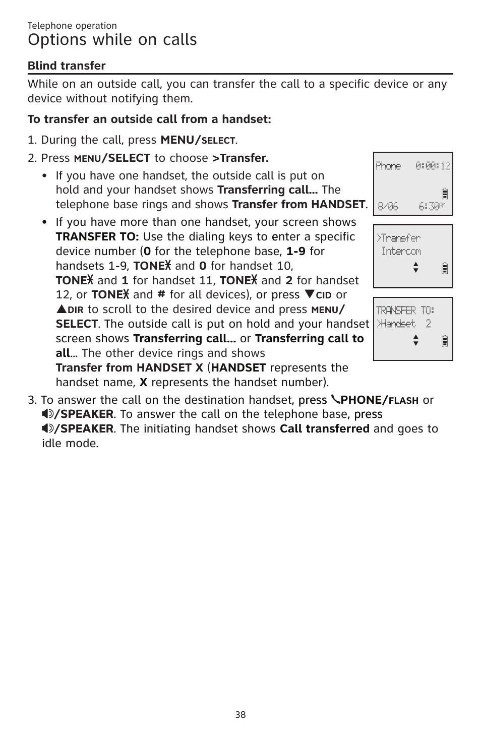 Options while on calls | AT&T CL83201 User Manual | Page 44 / 120