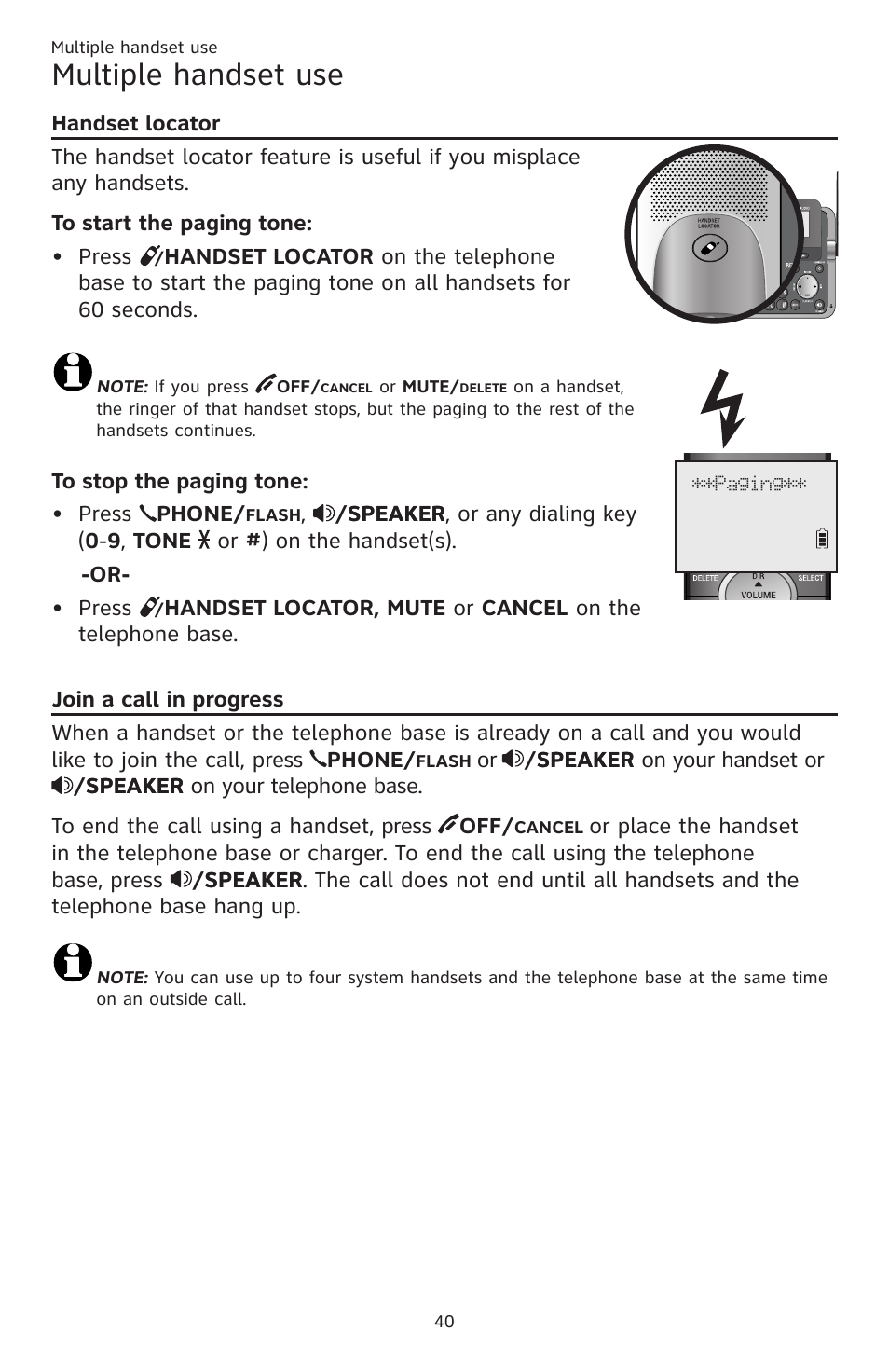 Multiple handset use | AT&T CL83201 User Manual | Page 46 / 120