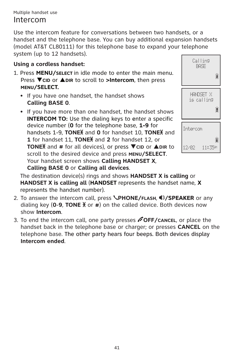 Intercom | AT&T CL83201 User Manual | Page 47 / 120