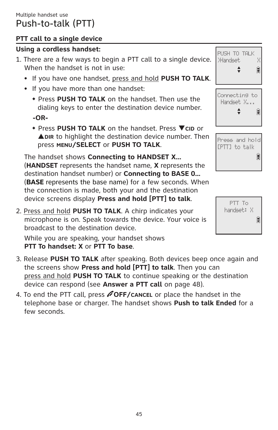 Push-to-talk (ptt), Or p | AT&T CL83201 User Manual | Page 51 / 120