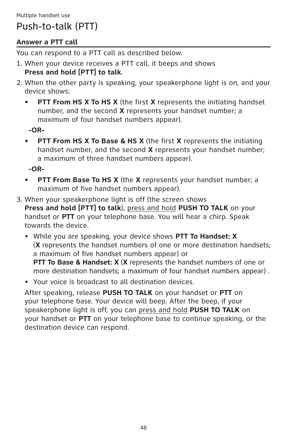 Push-to-talk (ptt) | AT&T CL83201 User Manual | Page 54 / 120