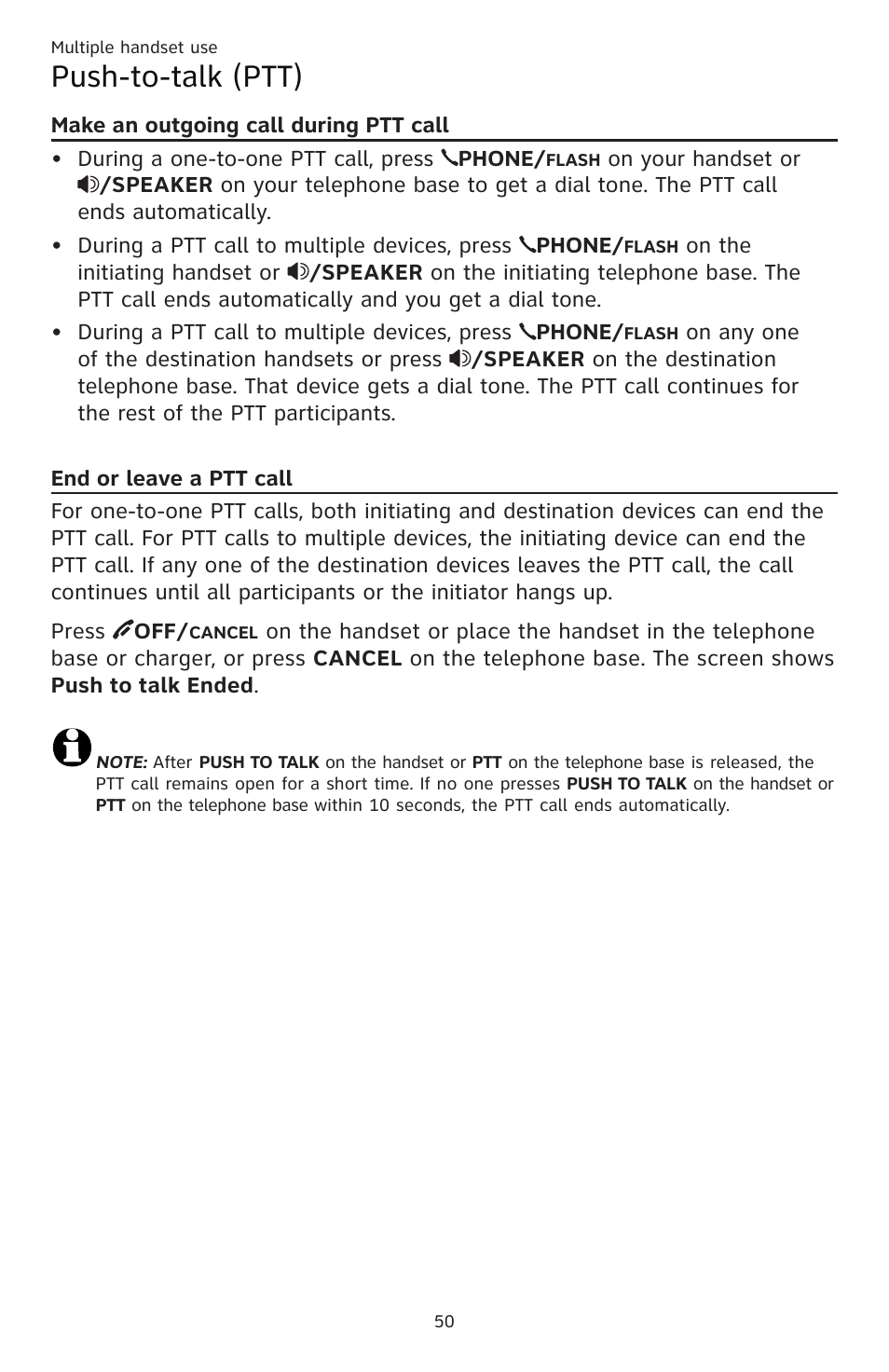 Push-to-talk (ptt) | AT&T CL83201 User Manual | Page 56 / 120