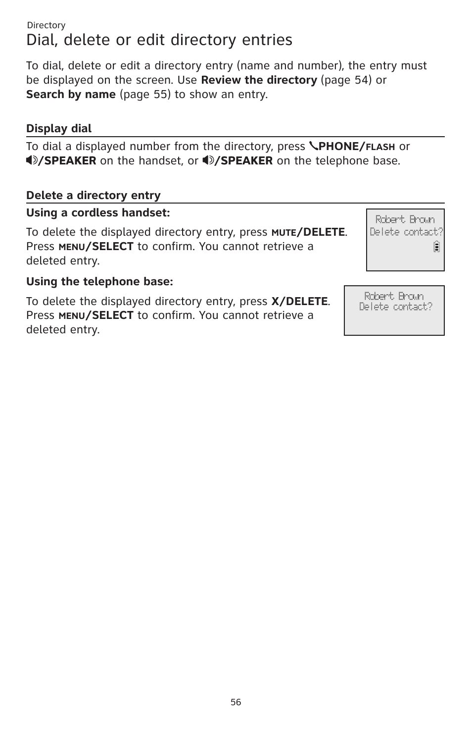 Dial, delete or edit directory entries | AT&T CL83201 User Manual | Page 62 / 120