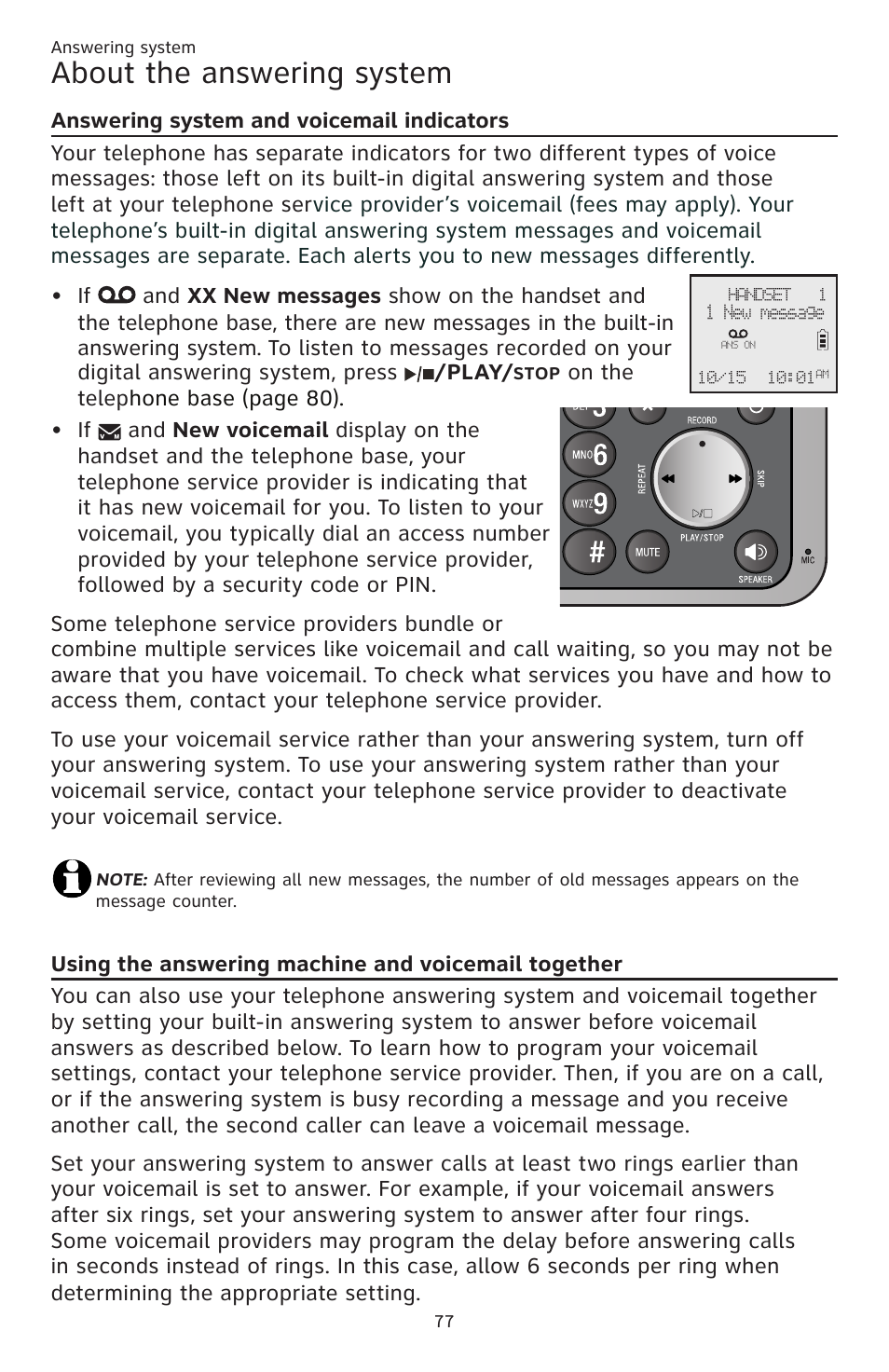 About the answering system | AT&T CL83201 User Manual | Page 83 / 120