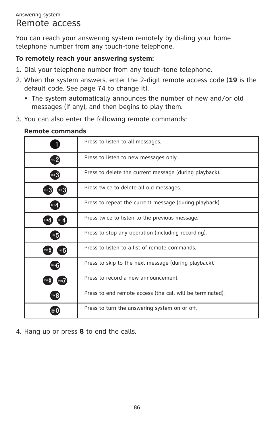 Remote access | AT&T CL83201 User Manual | Page 92 / 120