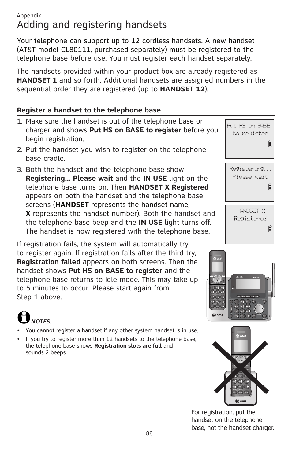 Adding and registering handsets | AT&T CL83201 User Manual | Page 94 / 120