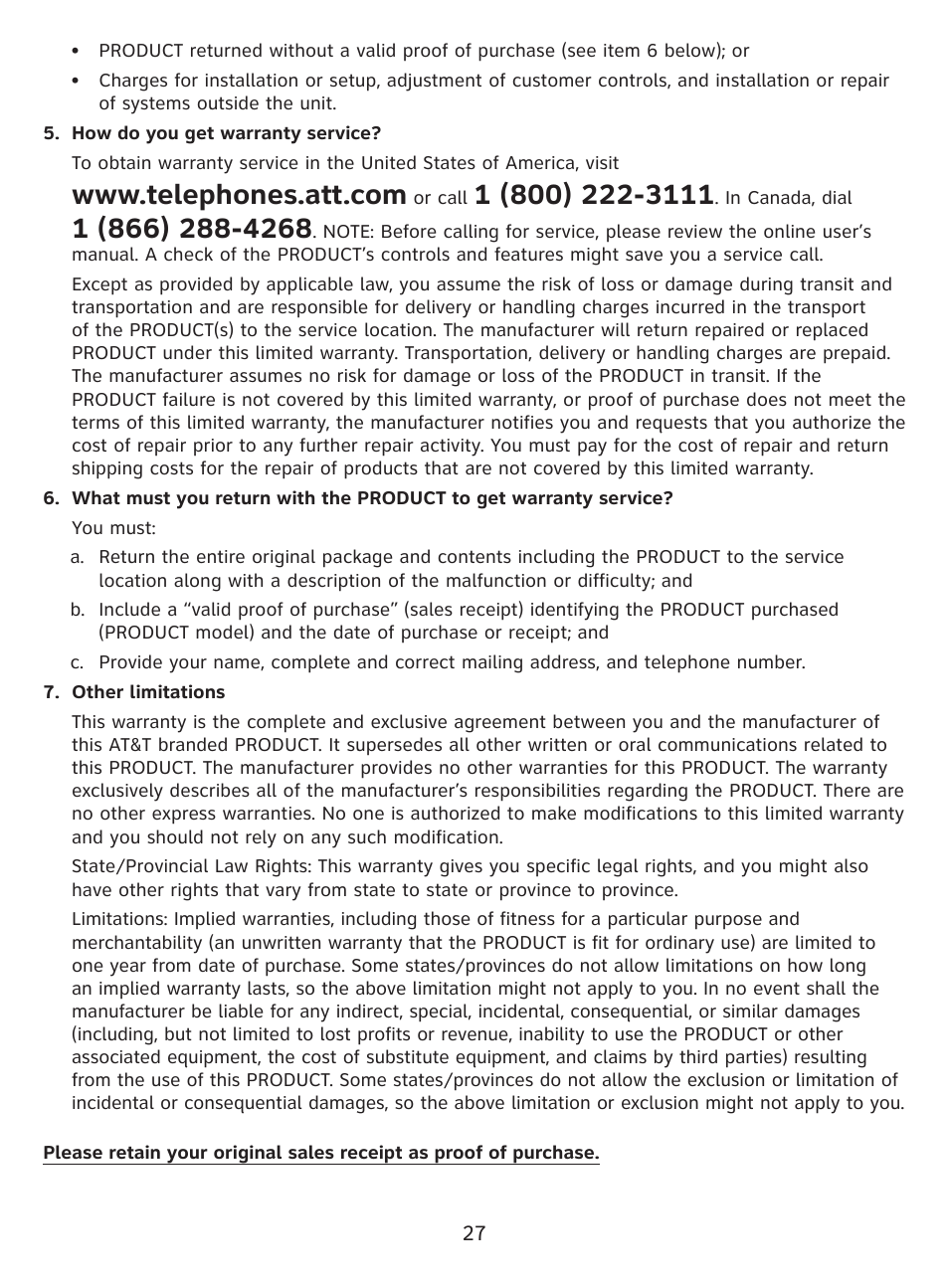 AT&T DECT EL52100 User Manual | Page 28 / 30