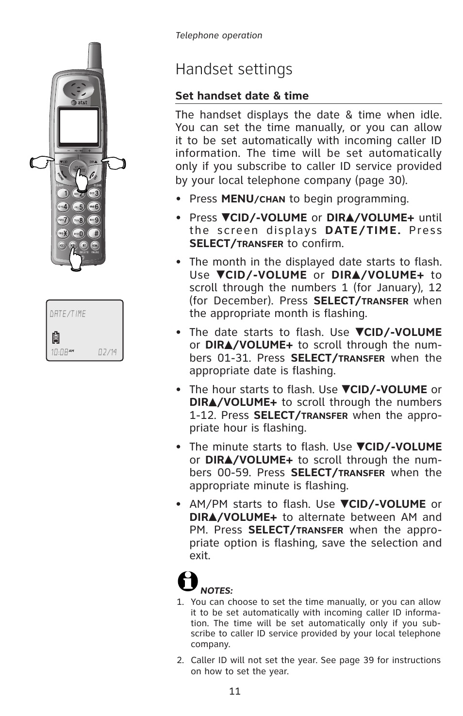Handset settings | AT&T E5828B User Manual | Page 14 / 72