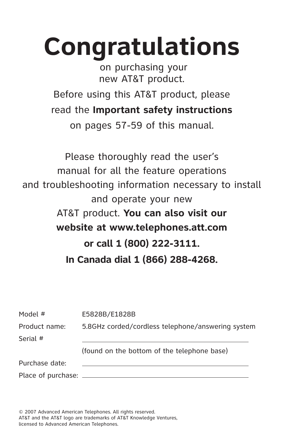 AT&T E5828B User Manual | Page 2 / 72