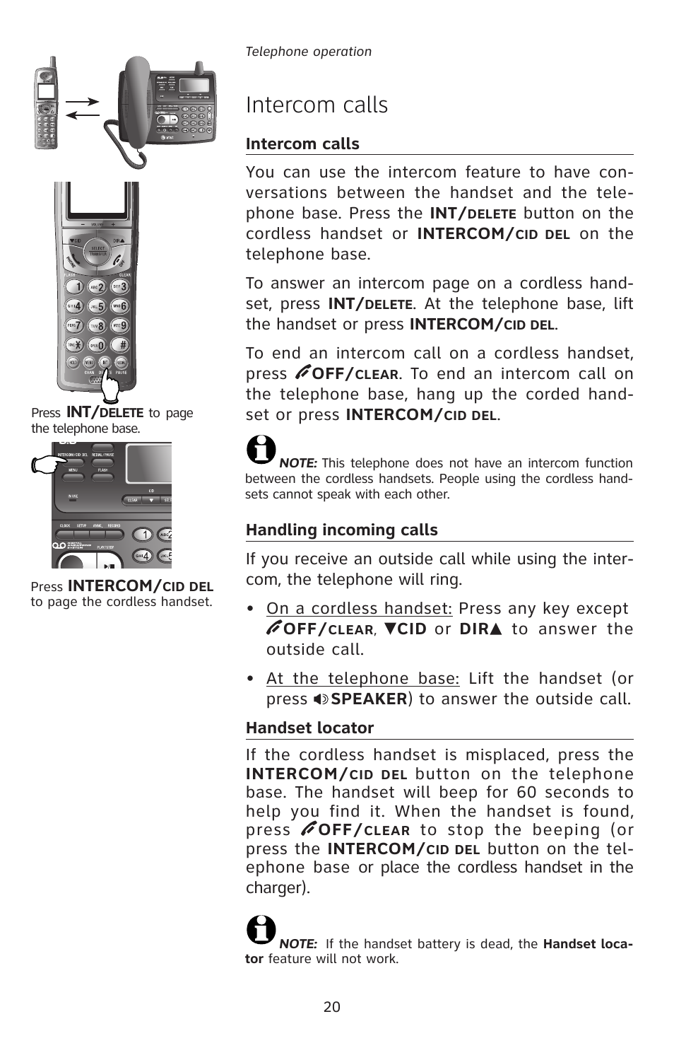 Intercom calls | AT&T E5828B User Manual | Page 23 / 72