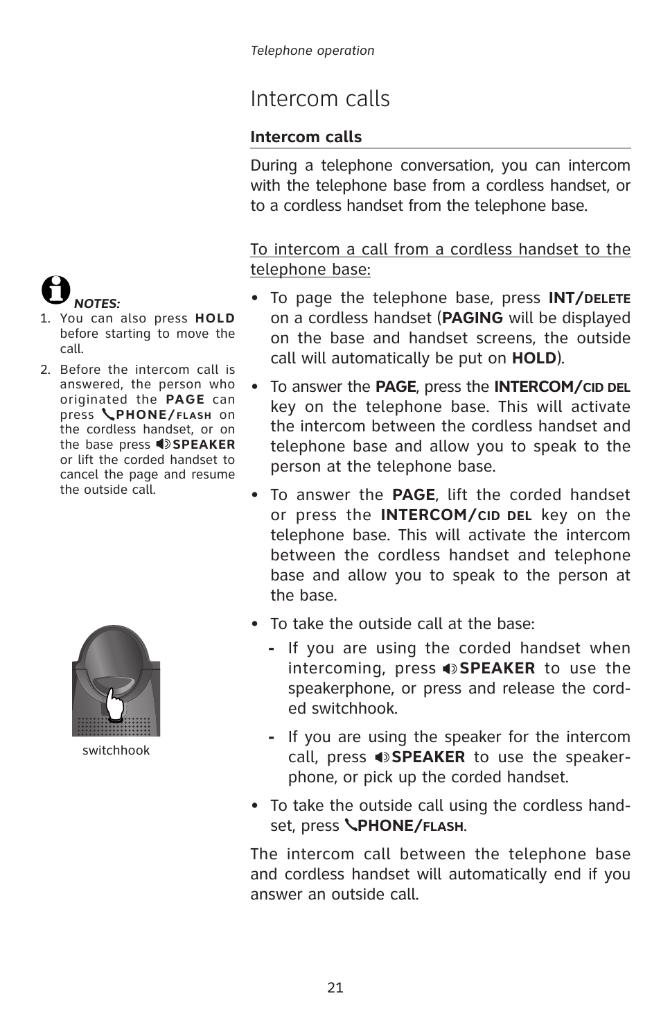 Intercom calls | AT&T E5828B User Manual | Page 24 / 72