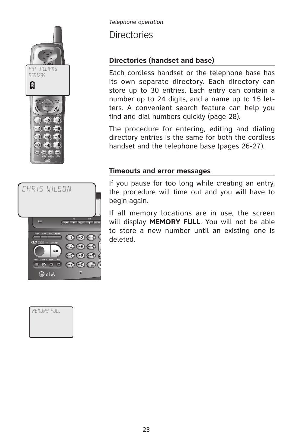 Directories | AT&T E5828B User Manual | Page 26 / 72
