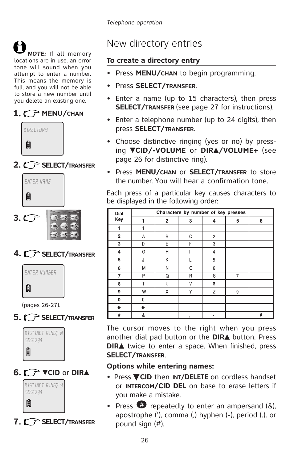 New directory entries | AT&T E5828B User Manual | Page 29 / 72