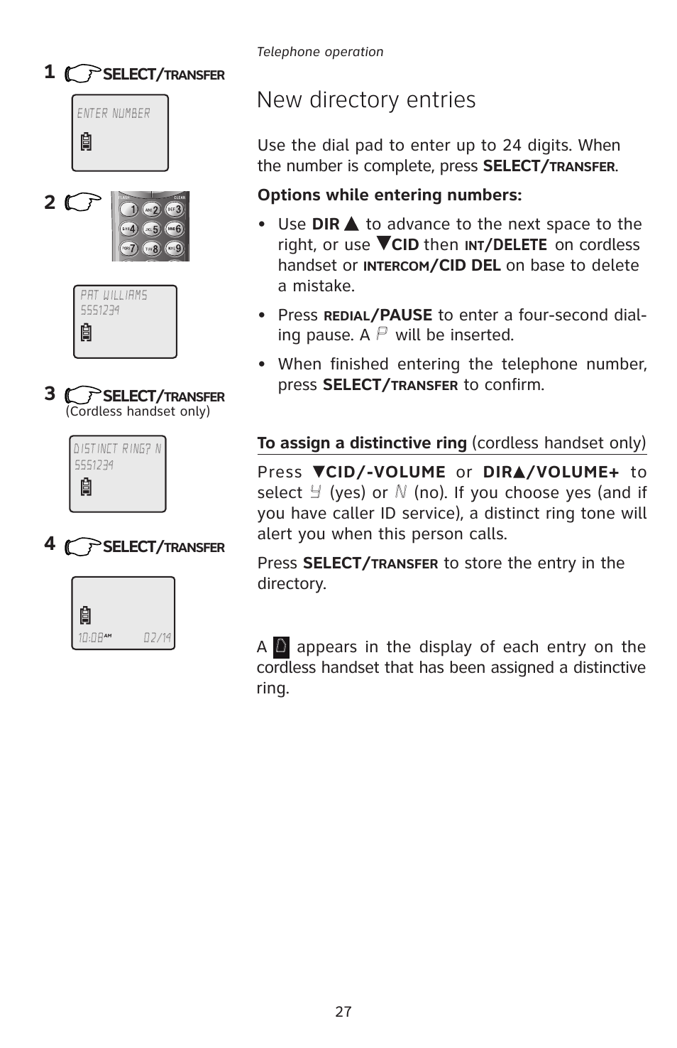 New directory entries | AT&T E5828B User Manual | Page 30 / 72