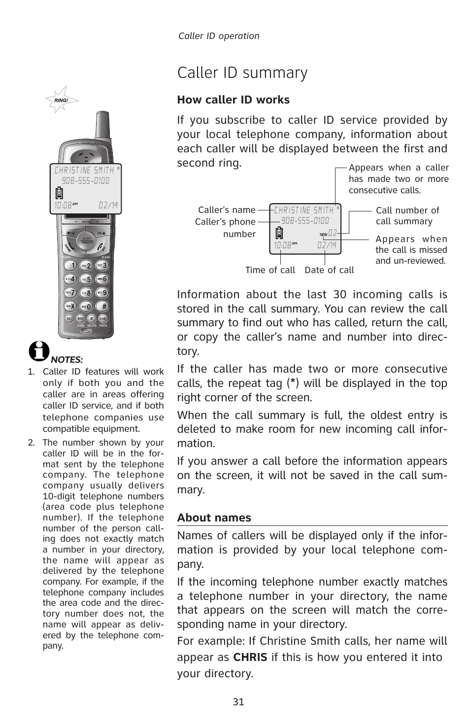 E5828b_e1828b_cib_part2_iss5, Caller id summary | AT&T E5828B User Manual | Page 34 / 72
