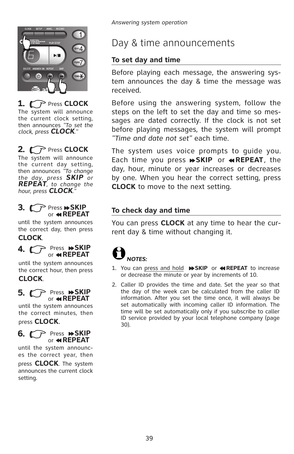 Day & time announcements | AT&T E5828B User Manual | Page 42 / 72