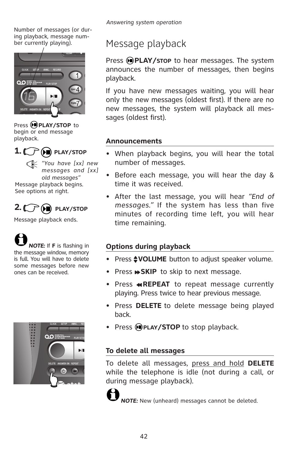 Message playback | AT&T E5828B User Manual | Page 45 / 72