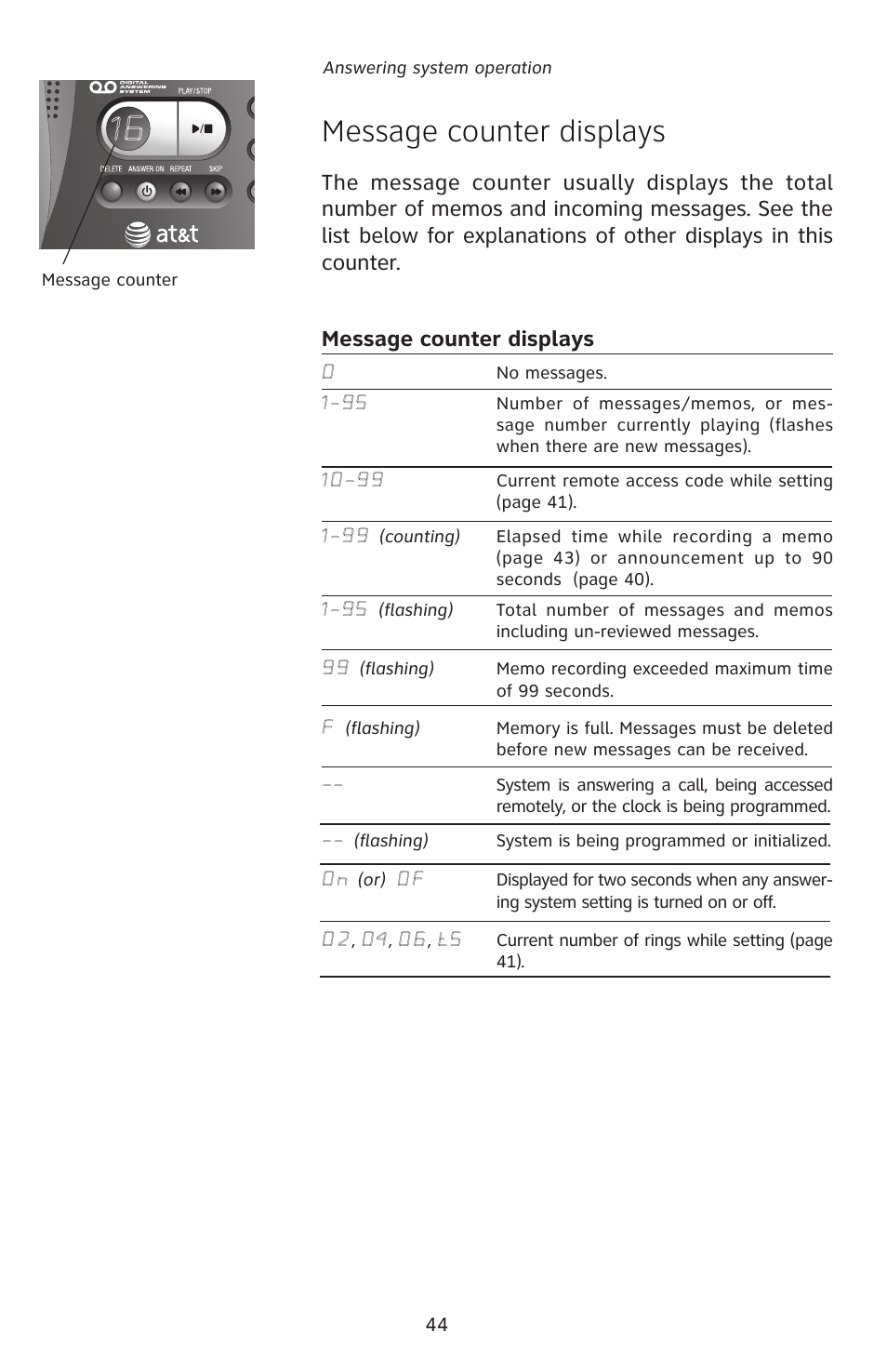 Message counter displays | AT&T E5828B User Manual | Page 47 / 72
