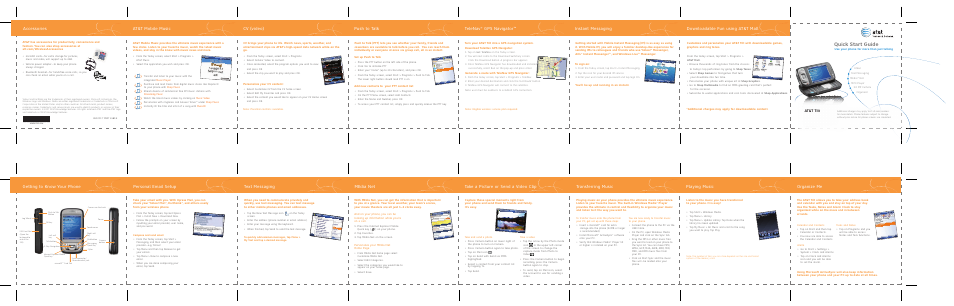 Quick start guide, Push to talk, Instant messaging | At&t tilt | AT&T Multimedia Cell Phone User Manual | Page 15 / 16