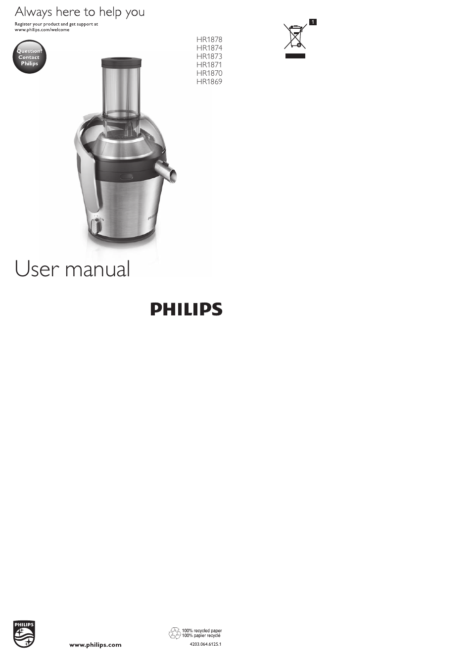 Philips Avance Collection Centrifugeuse User Manual | 13 pages
