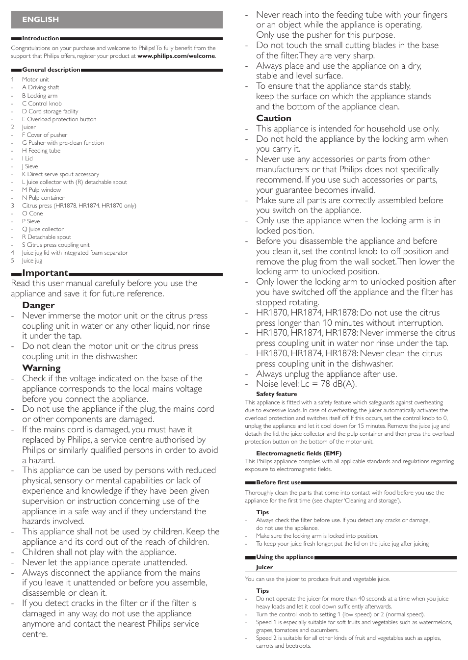 Philips Avance Collection Centrifugeuse User Manual | Page 2 / 13