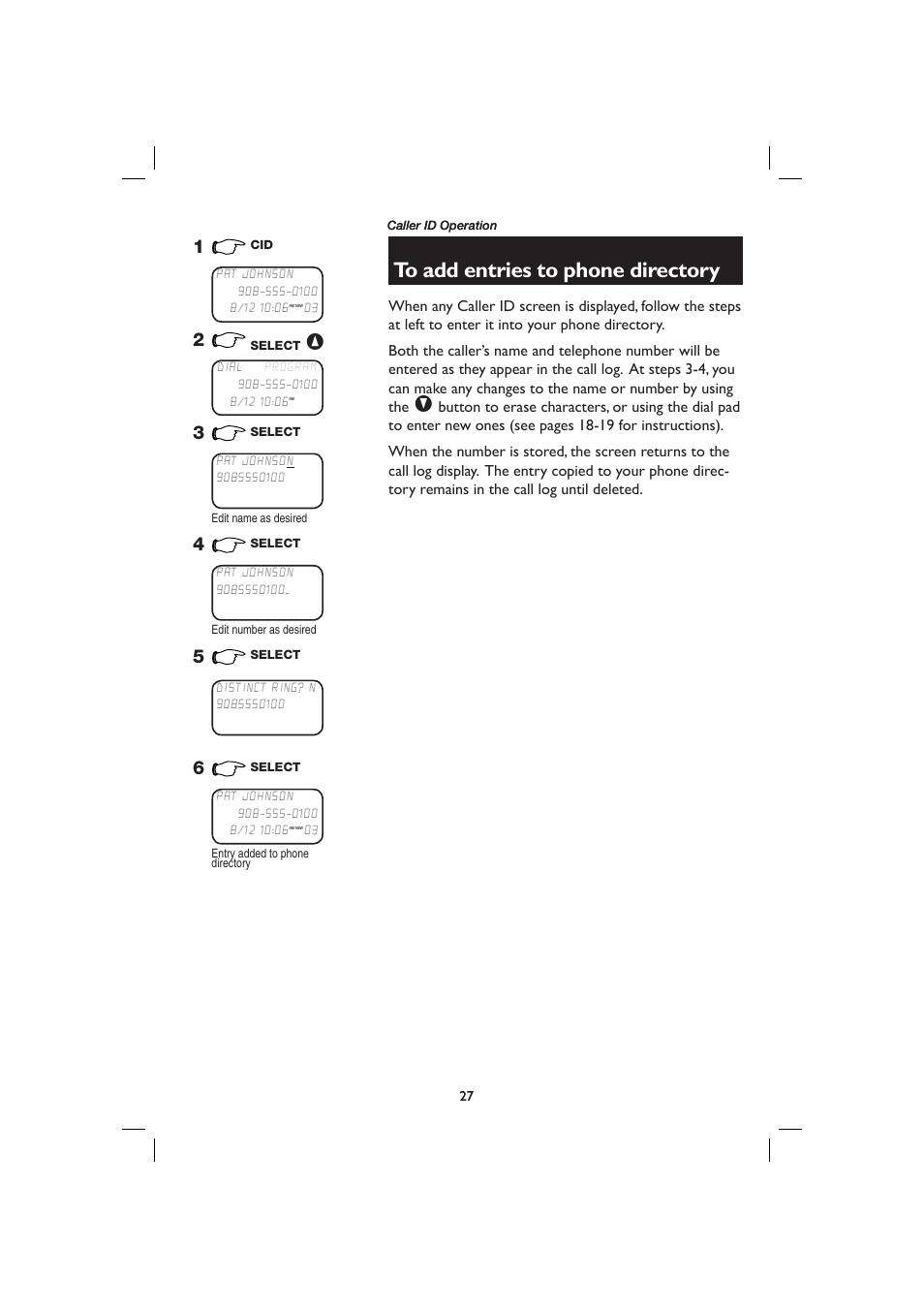To add entries to phone directory | AT&T E2727B User Manual | Page 31 / 60