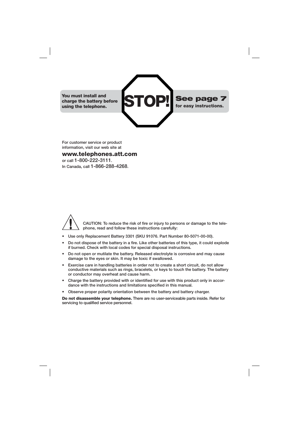 Stop, See page 7 | AT&T E2727B User Manual | Page 4 / 60