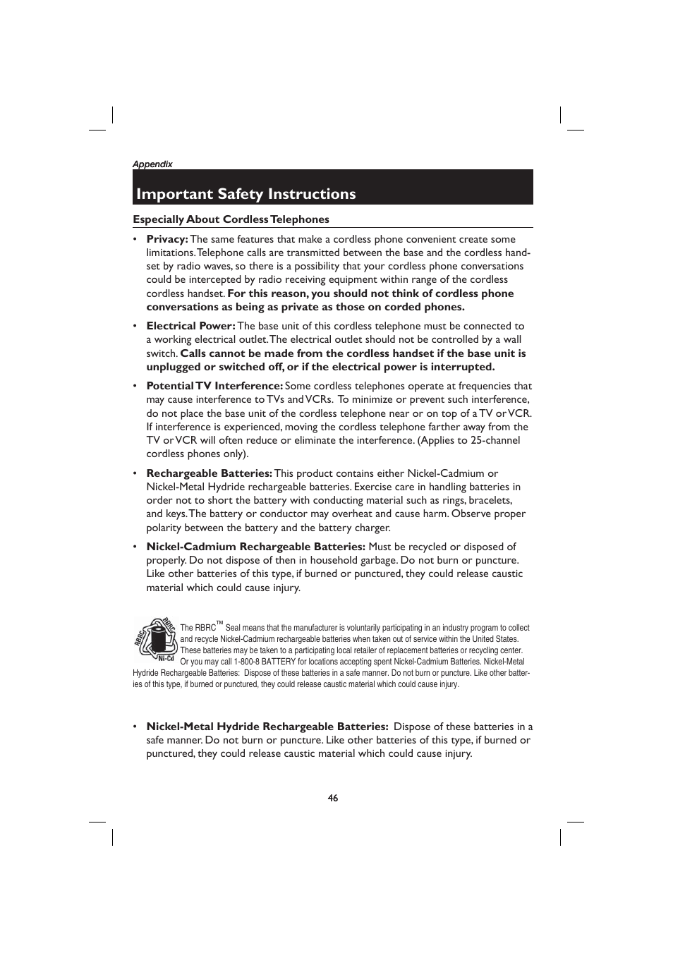Important safety instructions | AT&T E2727B User Manual | Page 50 / 60