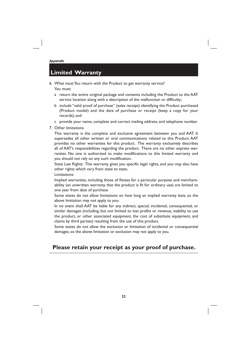 Limited warranty | AT&T E2727B User Manual | Page 56 / 60