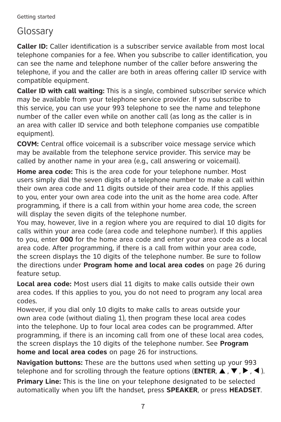 Glossary | AT&T 993 2-Line User Manual | Page 10 / 79