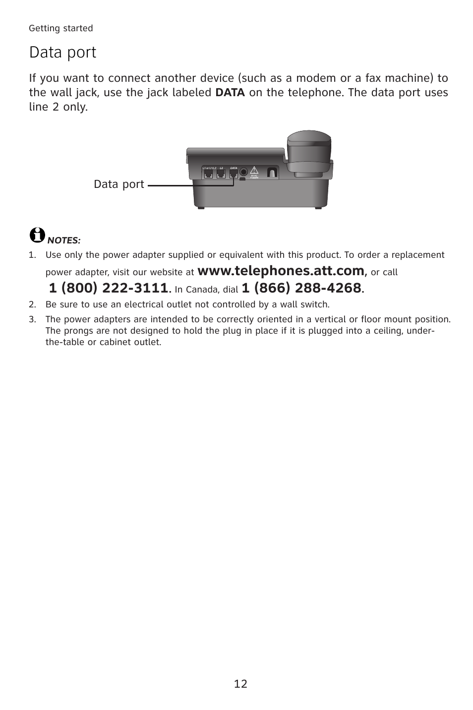Data port | AT&T 993 2-Line User Manual | Page 15 / 79