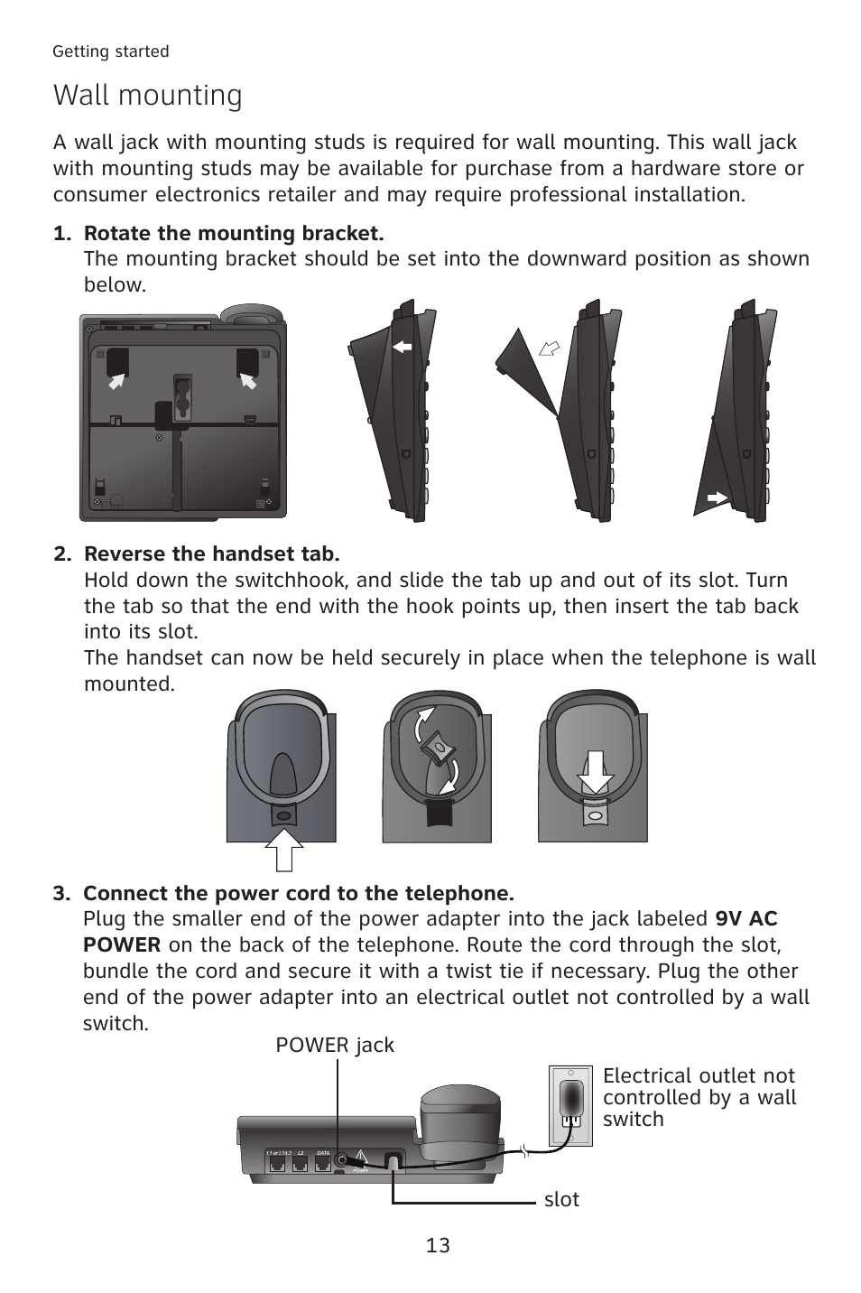 Wall mounting | AT&T 993 2-Line User Manual | Page 16 / 79