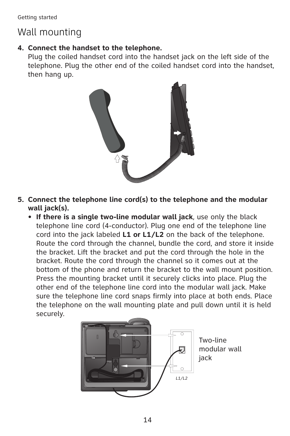 Wall mounting | AT&T 993 2-Line User Manual | Page 17 / 79
