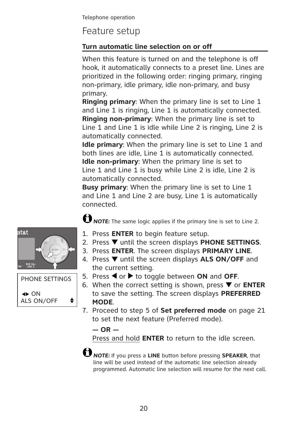 Feature setup | AT&T 993 2-Line User Manual | Page 23 / 79