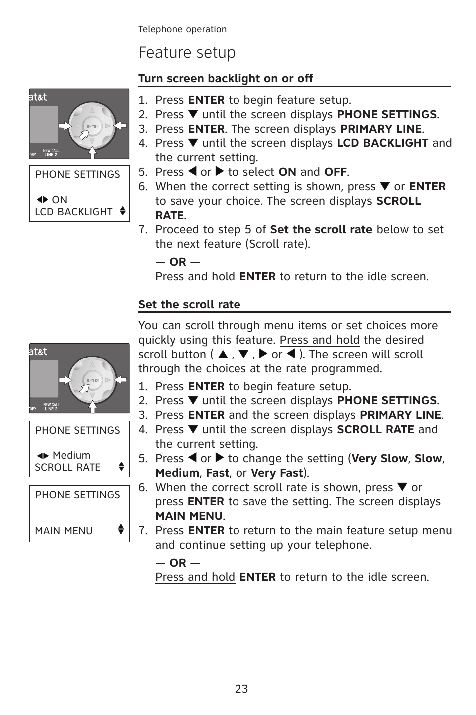 Feature setup | AT&T 993 2-Line User Manual | Page 26 / 79