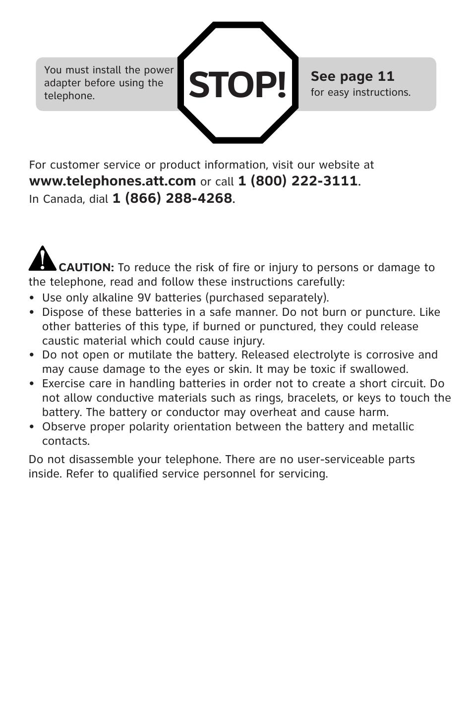 Stop | AT&T 993 2-Line User Manual | Page 3 / 79
