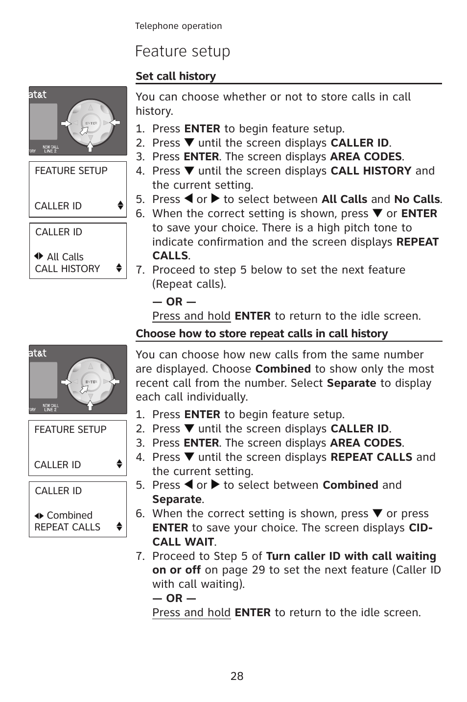 Feature setup | AT&T 993 2-Line User Manual | Page 31 / 79