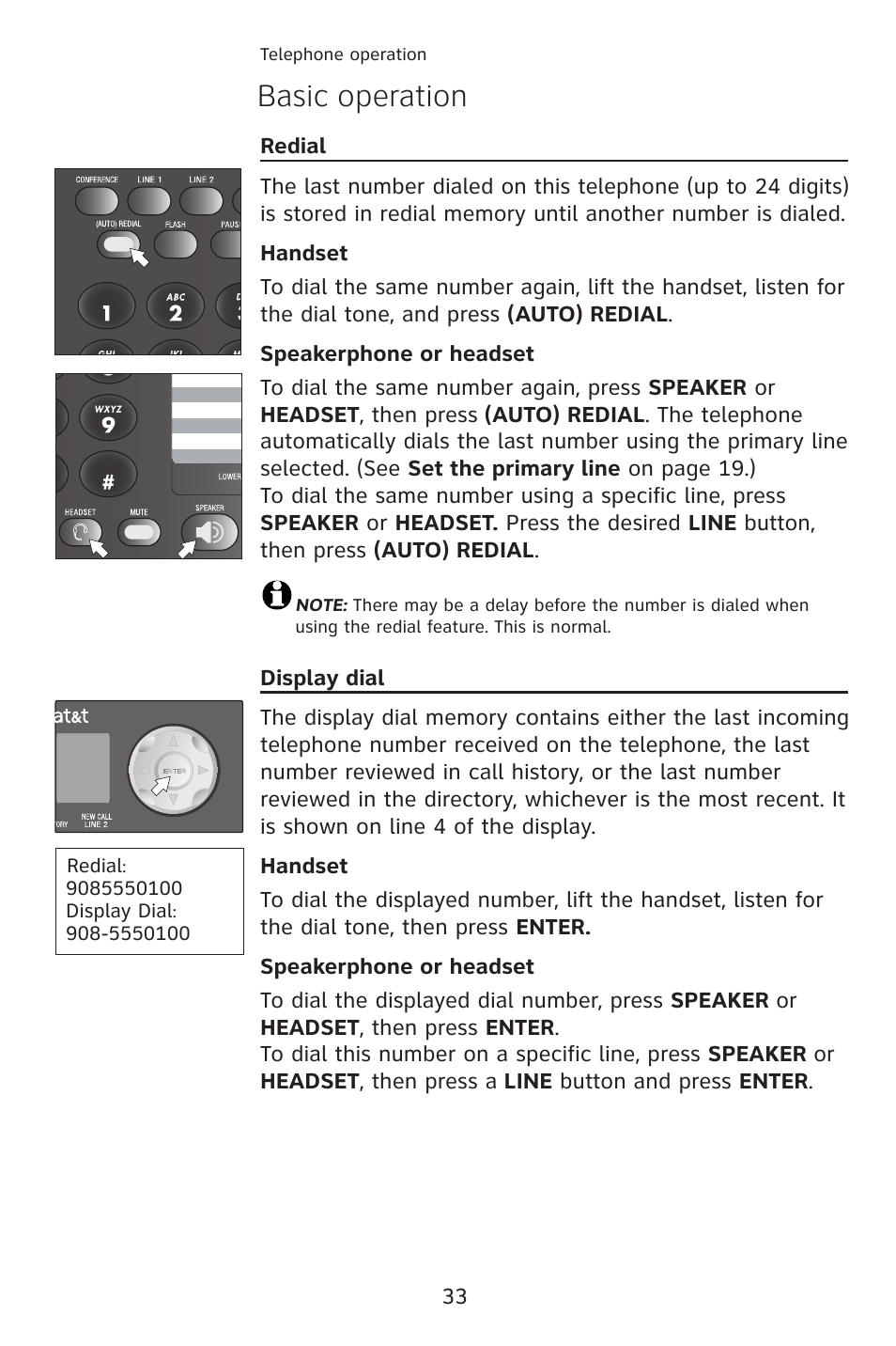 Basic operation | AT&T 993 2-Line User Manual | Page 36 / 79