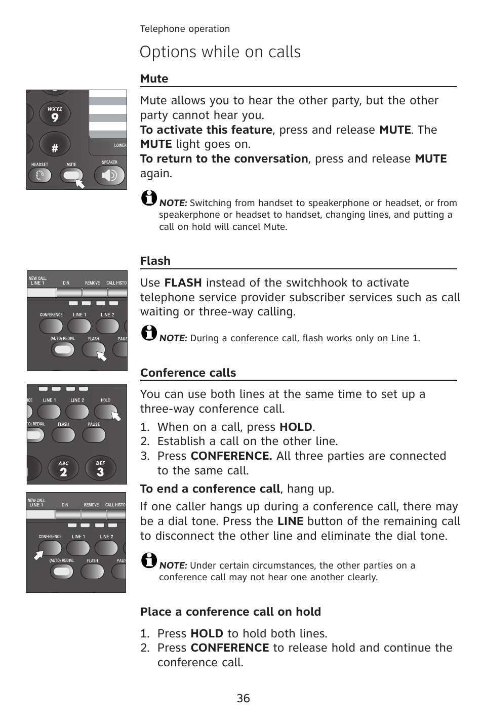 Options while on calls | AT&T 993 2-Line User Manual | Page 39 / 79