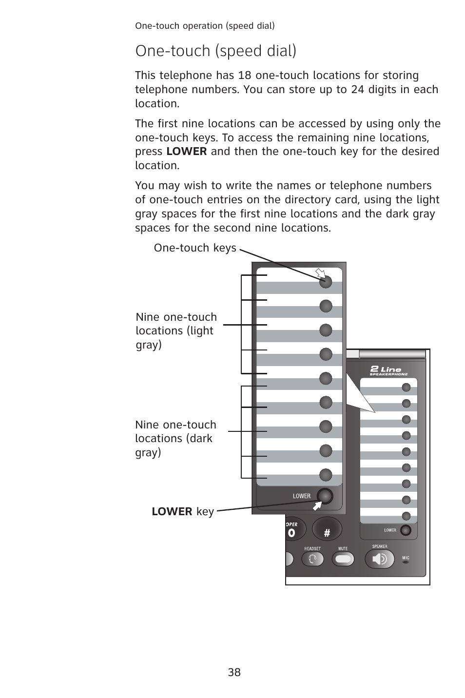 One-touch (speed dial) | AT&T 993 2-Line User Manual | Page 41 / 79