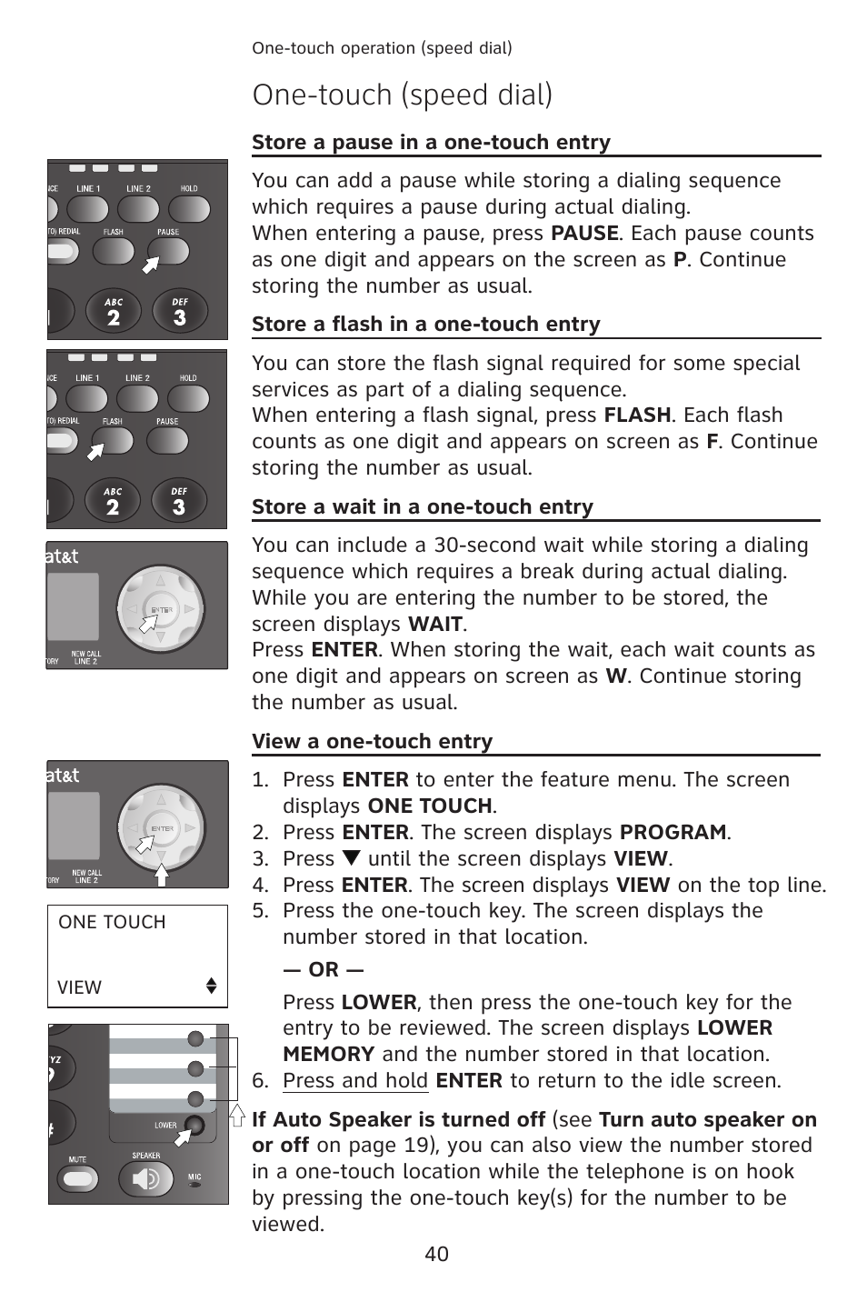 One-touch (speed dial) | AT&T 993 2-Line User Manual | Page 43 / 79