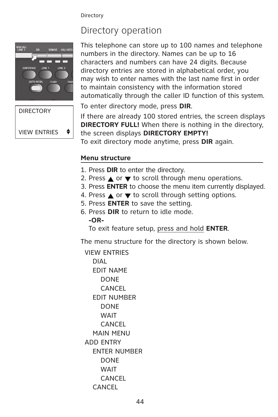 Directory operation | AT&T 993 2-Line User Manual | Page 47 / 79