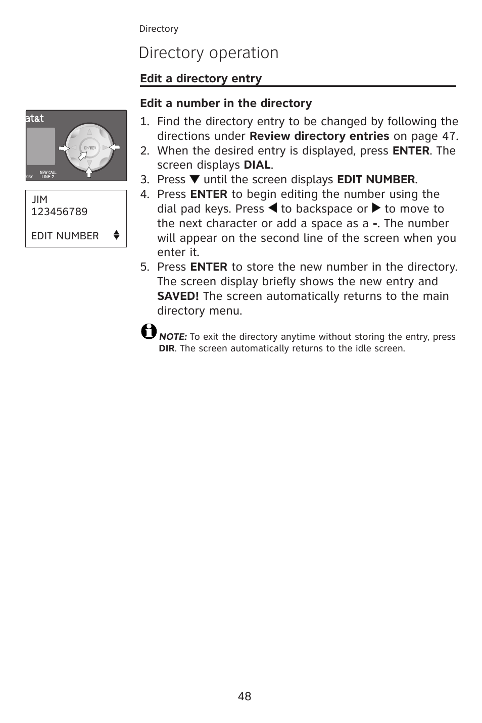 Directory operation | AT&T 993 2-Line User Manual | Page 51 / 79