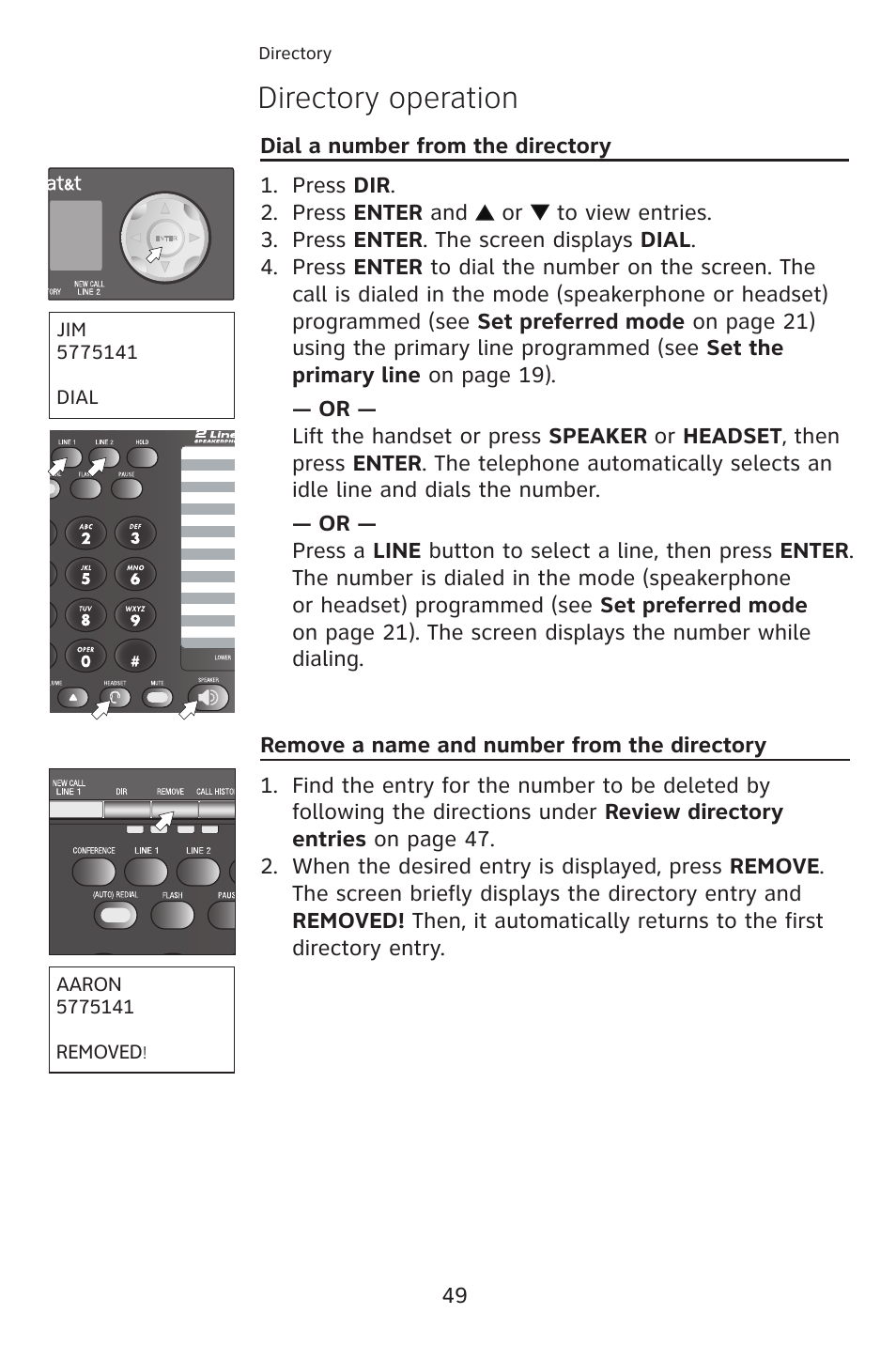 Directory operation | AT&T 993 2-Line User Manual | Page 52 / 79