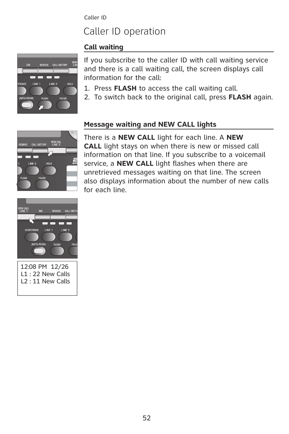 Caller id operation | AT&T 993 2-Line User Manual | Page 55 / 79