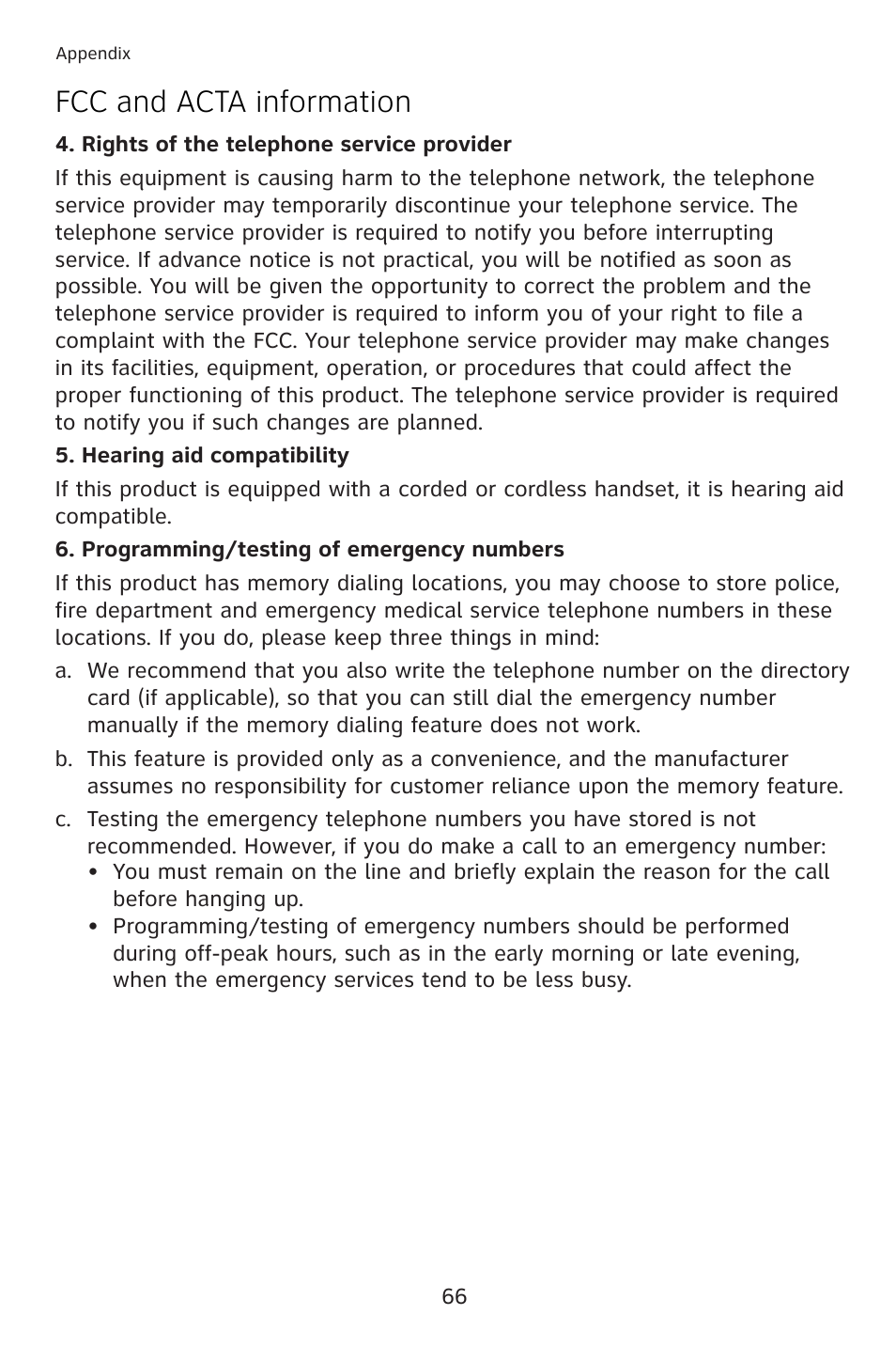 Fcc and acta information | AT&T 993 2-Line User Manual | Page 69 / 79