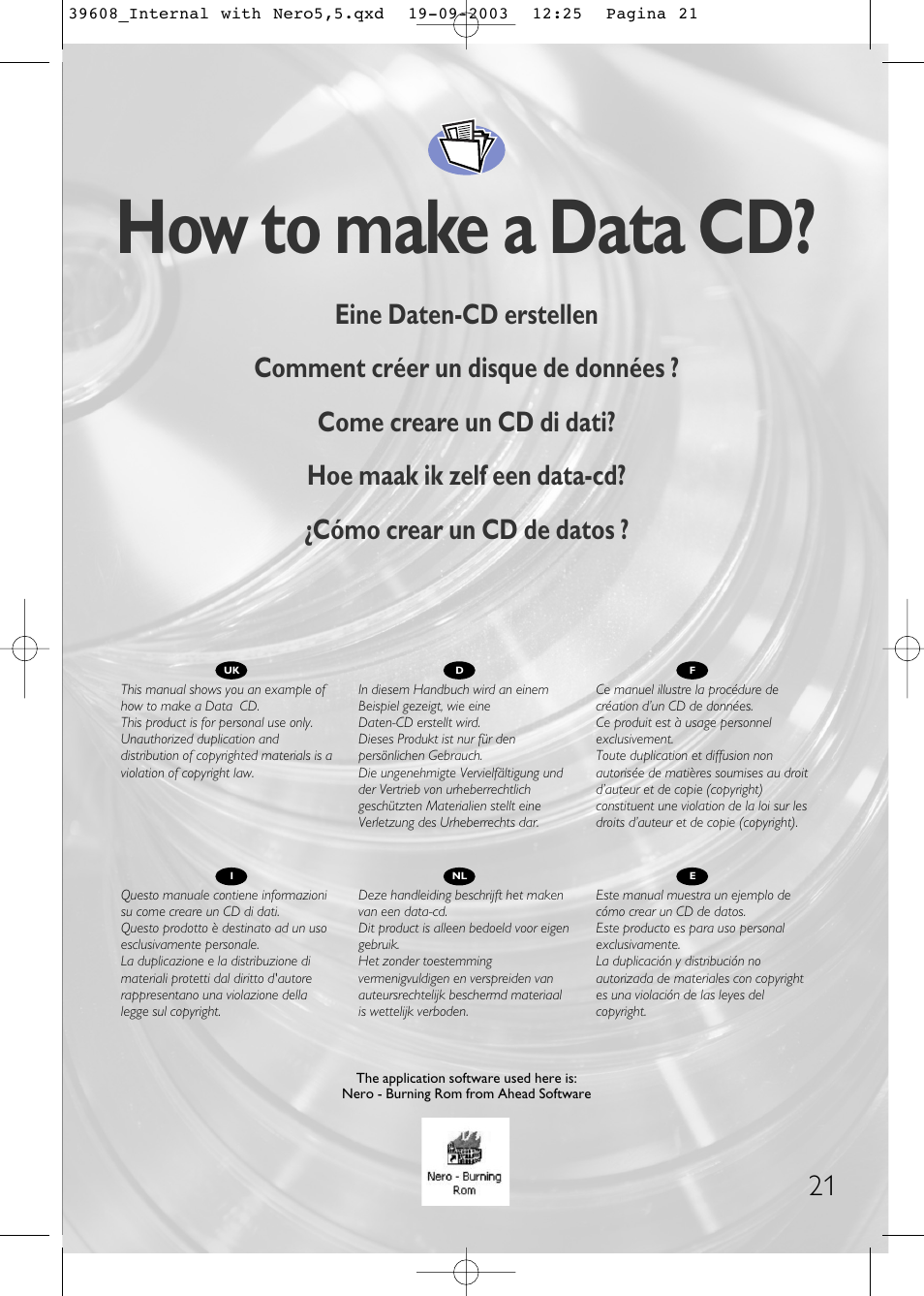 How to make a data cd | Philips Lecteur interne User Manual | Page 21 / 40