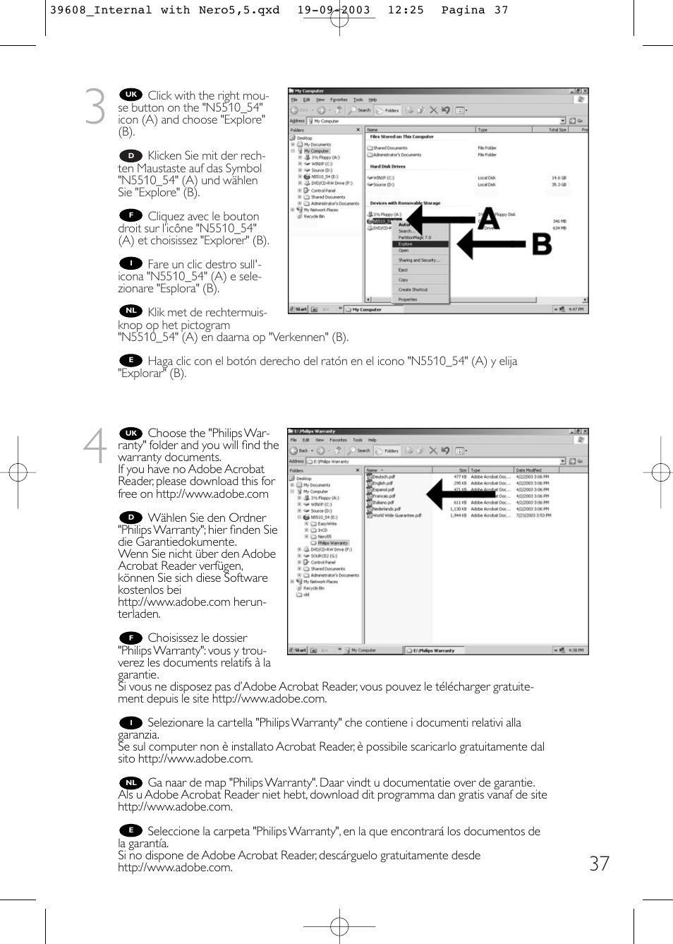 Philips Lecteur interne User Manual | Page 37 / 40