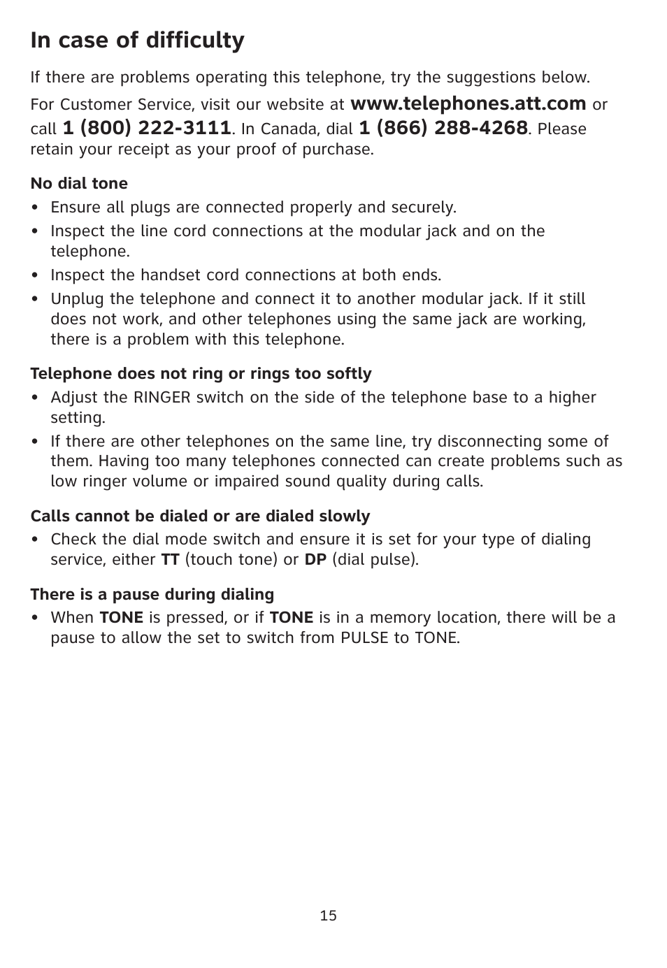 AT&T Trimline 205 User Manual | Page 17 / 18